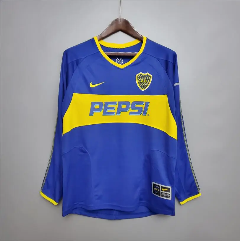 Retro 2003-04 Boca Juniors Long sleeve home Football jersey Retro