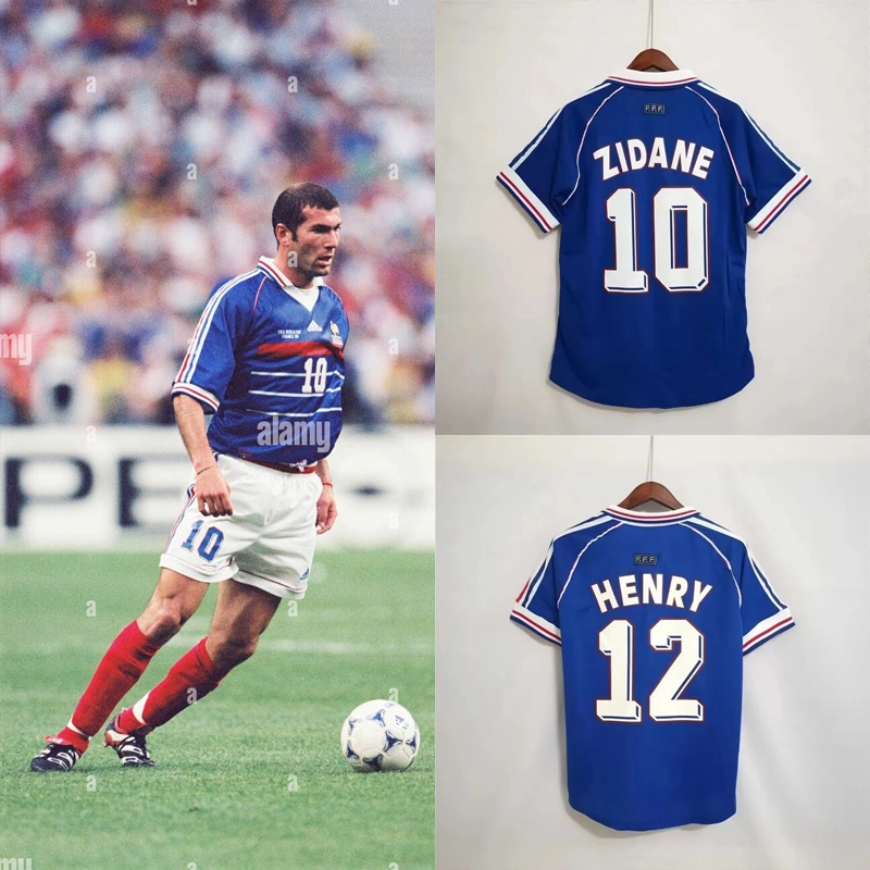 Retro 1998 France home Zidane LIZARAZU Henry Football jersey retro