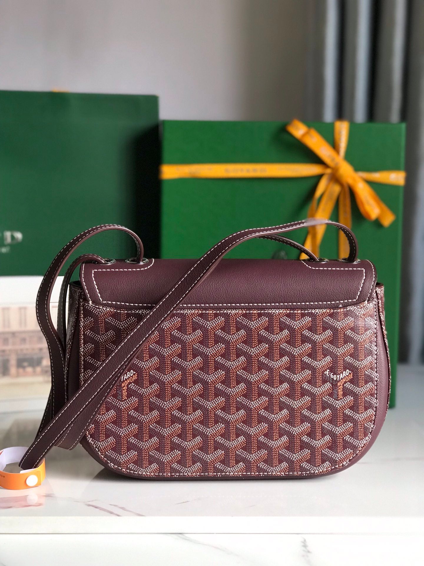 Goyard 233 Bag Wine Red Calfskin And Goyardine Canvas 25cm