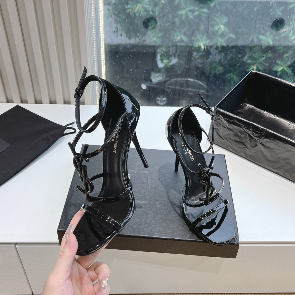 Saint Laurent Cassandra Sandals In All Black 6301090Npvv1000