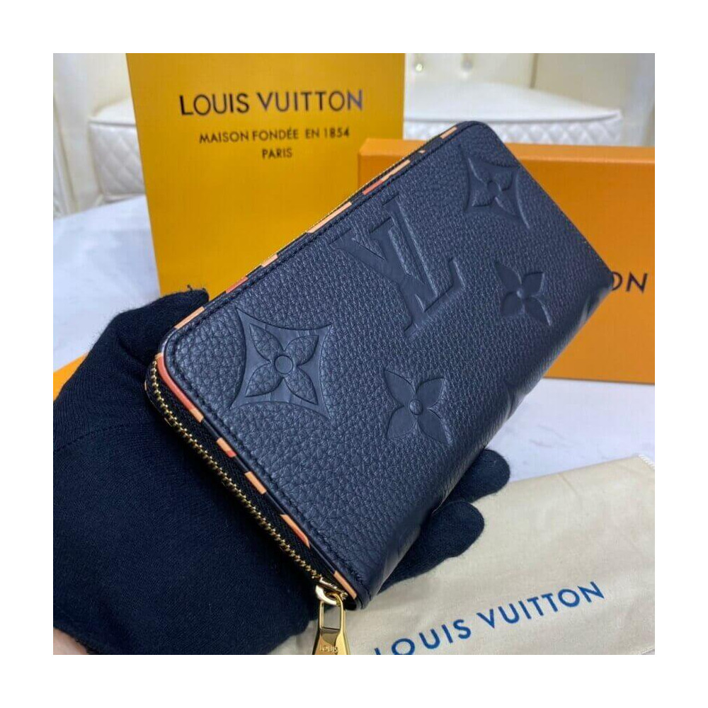 Louis Vuitton Monogram Empreinte Leather with Animal-Print Zippy Wallet Black
