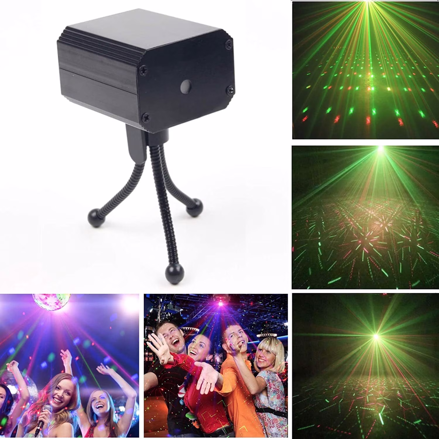 Four Lens Laser Show Projector Disco Ball Lights for Parties,Disco Light for Birthday, DJ Light,Room,Living Room, Halloween,Christmas, Bar, Pub Decorations,Strobe Lights (Metal Case)