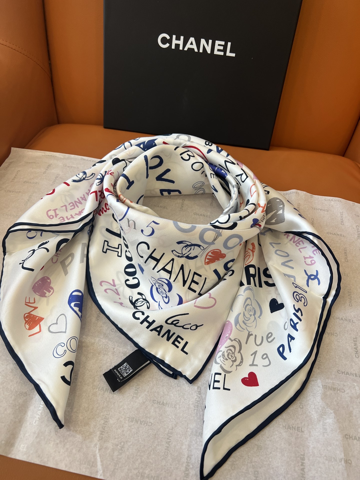 chanel scarf white
