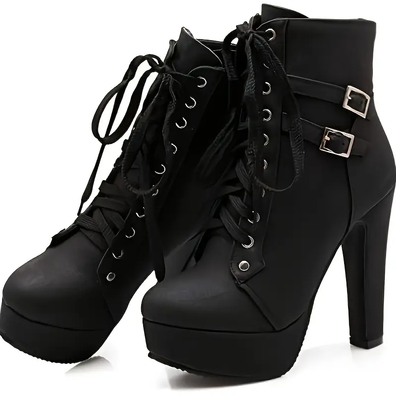 Autumn Round Toe Chunky High Heel Platform Knight Boots