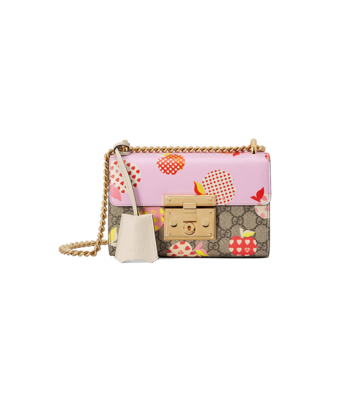 Gucci Padlock Heart Apple Pattern Small Shoulder Bag Pink