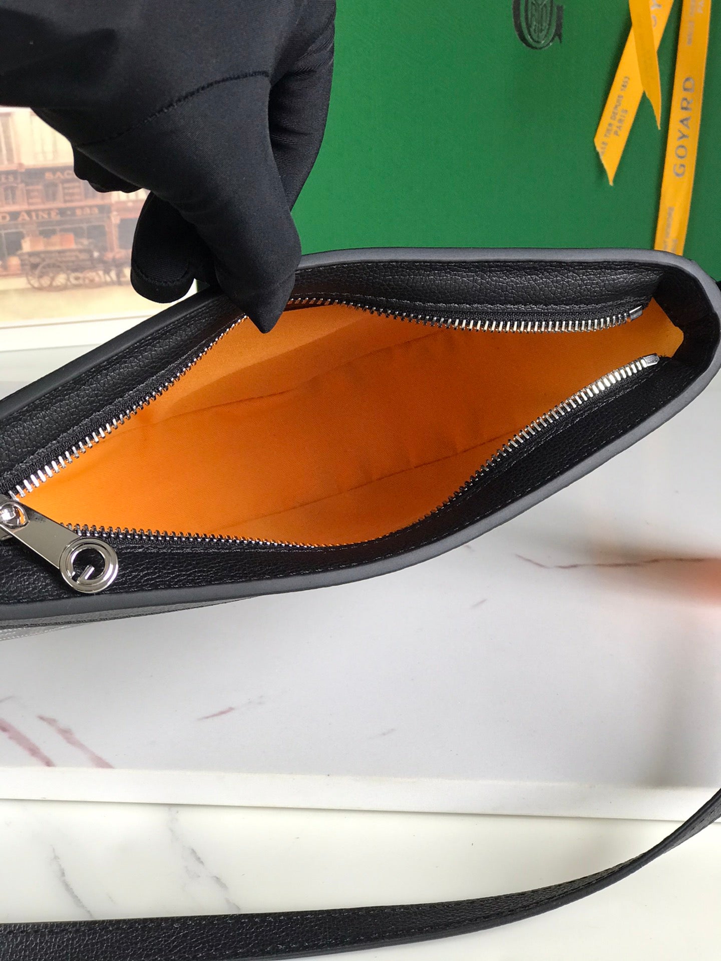 Goyard Hirondelle Bag 25 Cm Black Lambskin And Goyardine Canvas