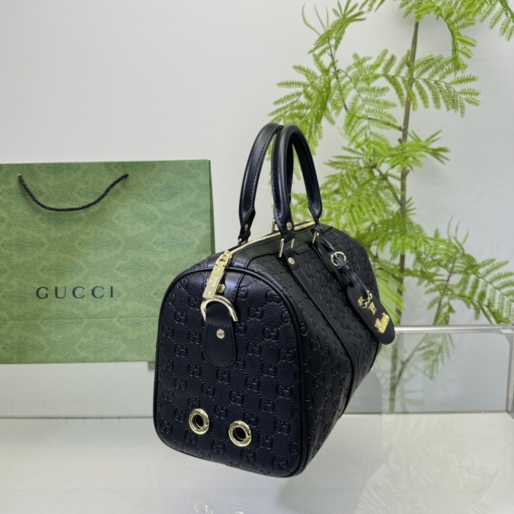 Gucci Tote Bag Canvas Leather Crossbody Handbag Black 33cm