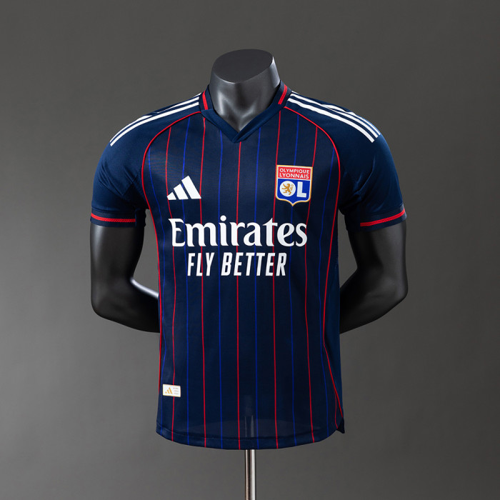 2025/2026 Ligue 1 Olympique Lyonnais Team Away Football Jersey Player Version