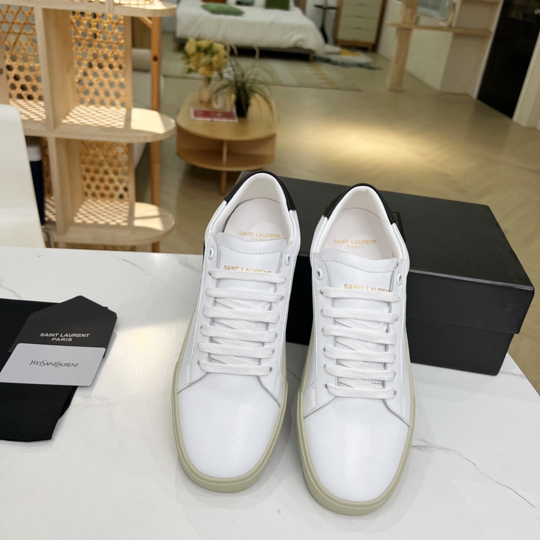 Saint Laurent Court Classic Embroidered Sneakers Black And White