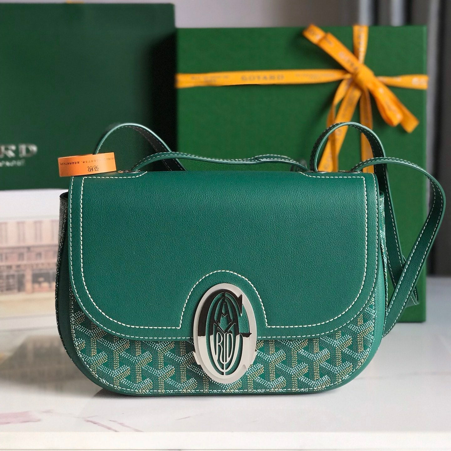 Goyard 233 Bag 25 Cm Green Calfskin And Goyardine Canvas 25cm