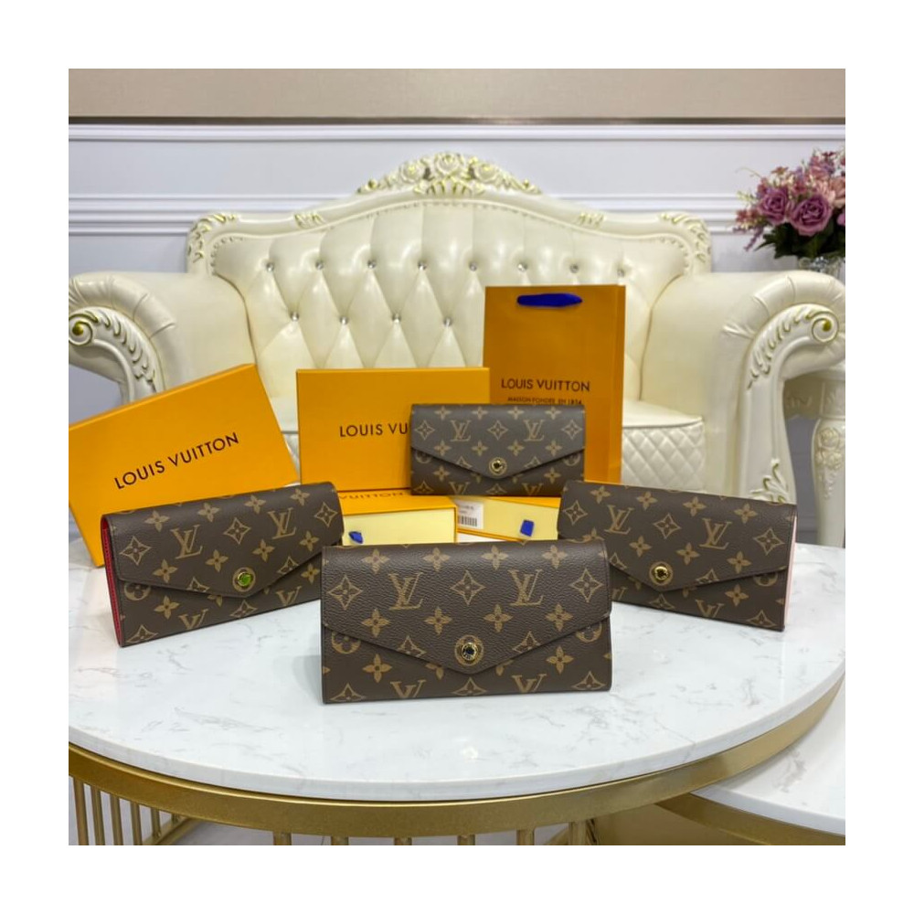 Louis Vuitton Monogram Cavas Sarah Wallet Red