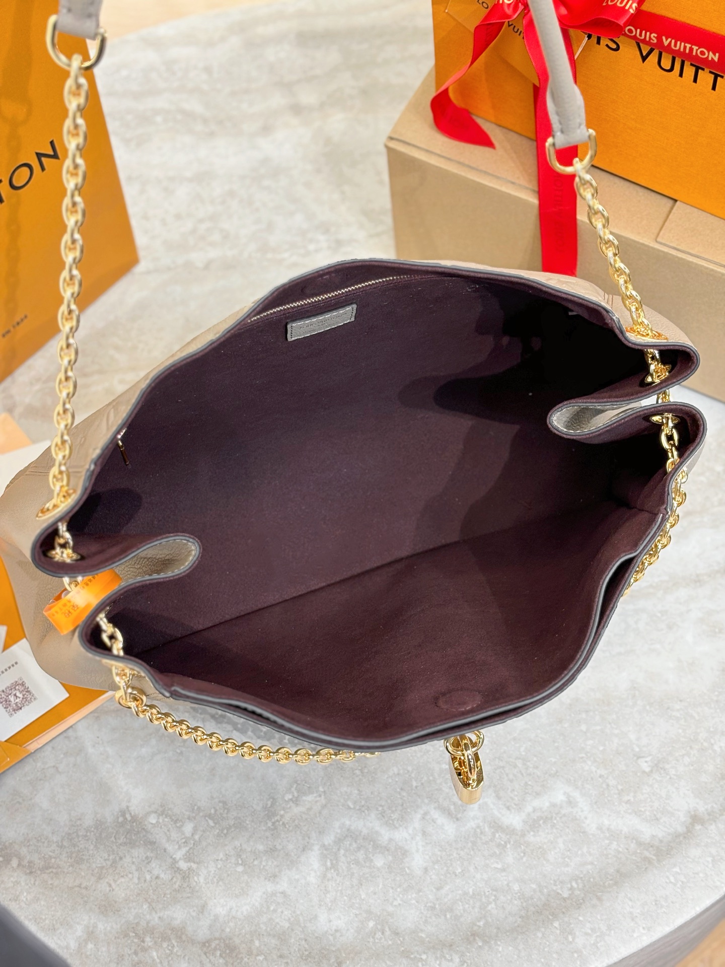 Louis Vuitton LV Anytime MM Monogram Empreinte Bag Tourterelle Gray M14658 42cm/ 16.5in