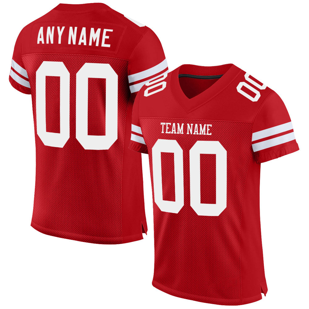 Custom Red White Mesh  Football Jersey