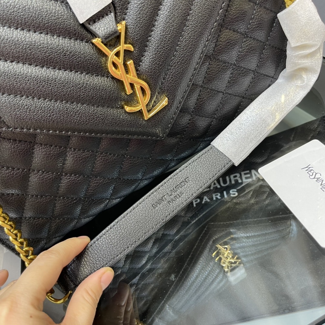 Saint Laurent Envelope Chain Bag In Mix Matelasse Grain De Poudre Embossed Leather 31Cm