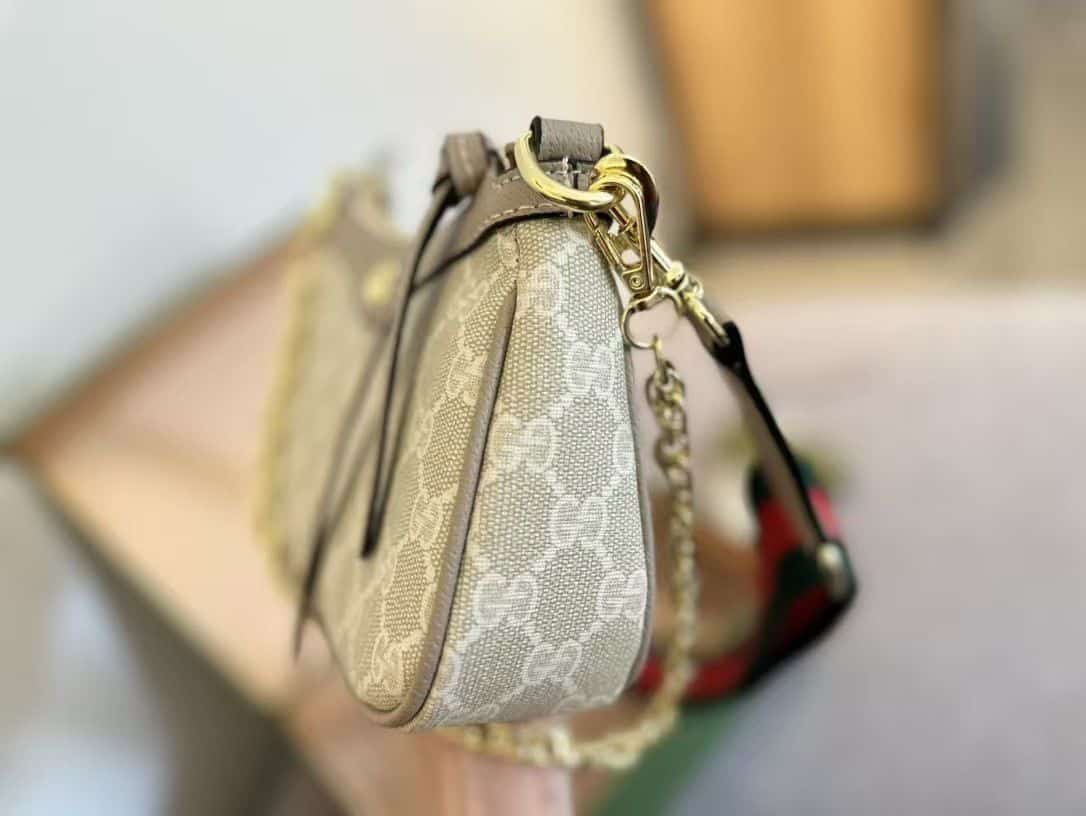 Gucci Ophidia Small Shoulder Bag Beige And White 25Cm 735132 Uulag 9682
