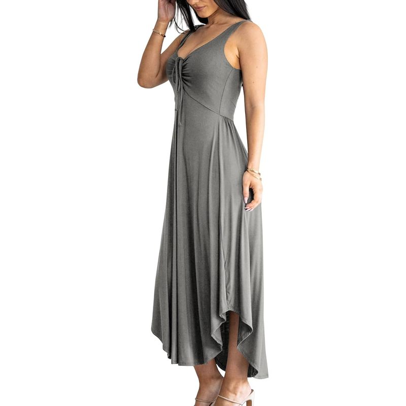 Women's Summer Sleeveless Empire Waist Asymmetrical Tank Maxi Dress