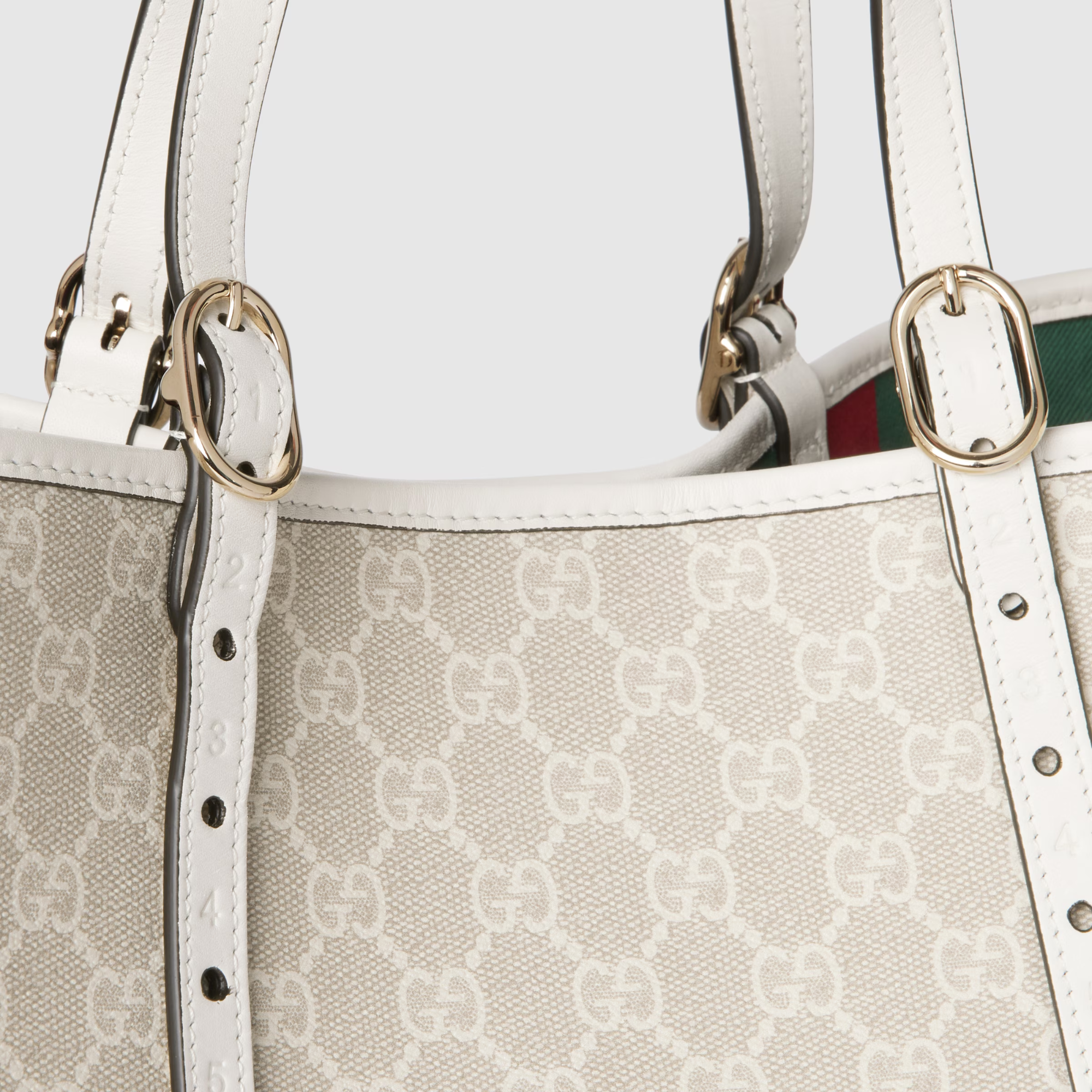 Gucci GG Emblem Large Tote Bag Beige And White Fabric 815213 38cm/15in