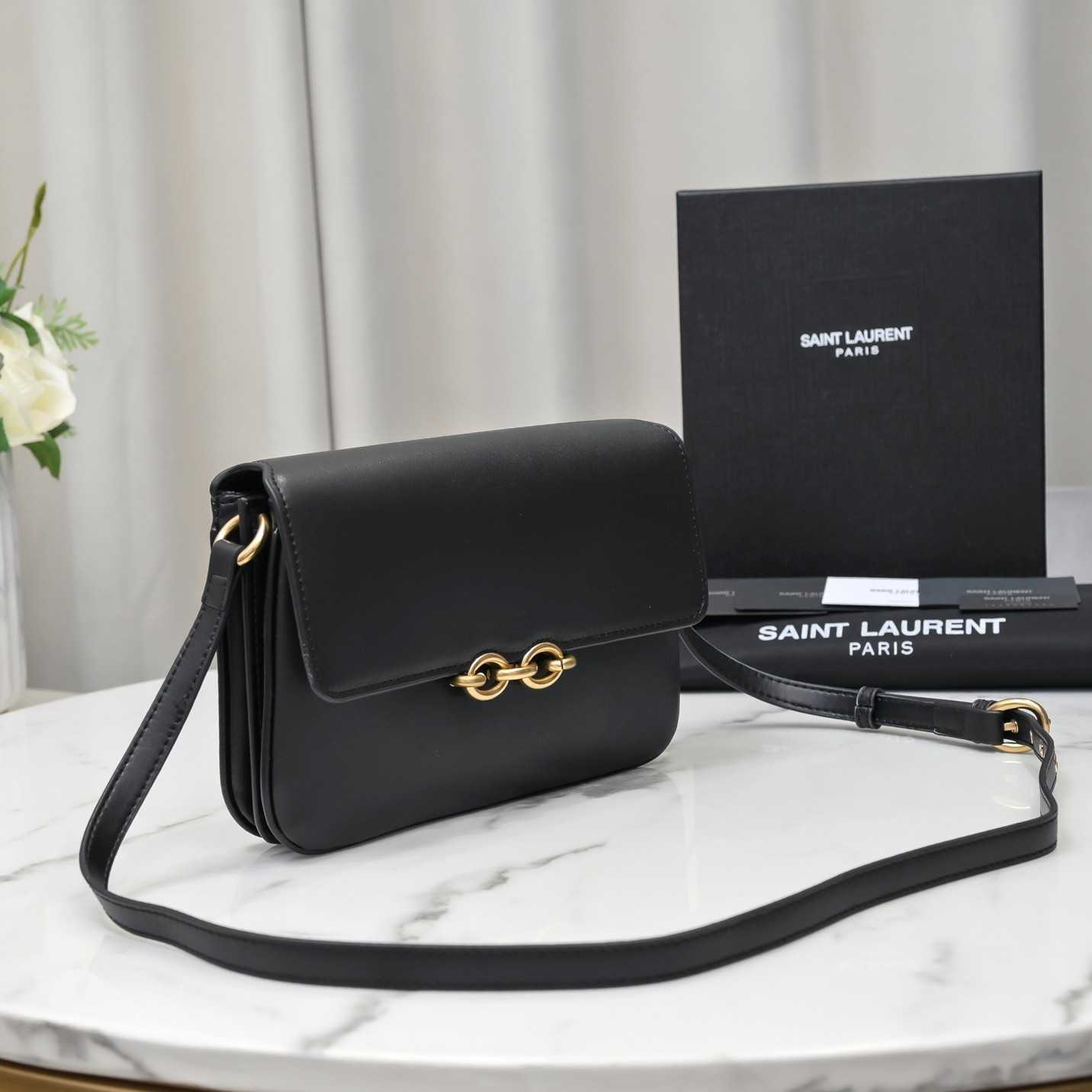 Saint Laurent Le Maillon Satchel In Smooth Leather Black