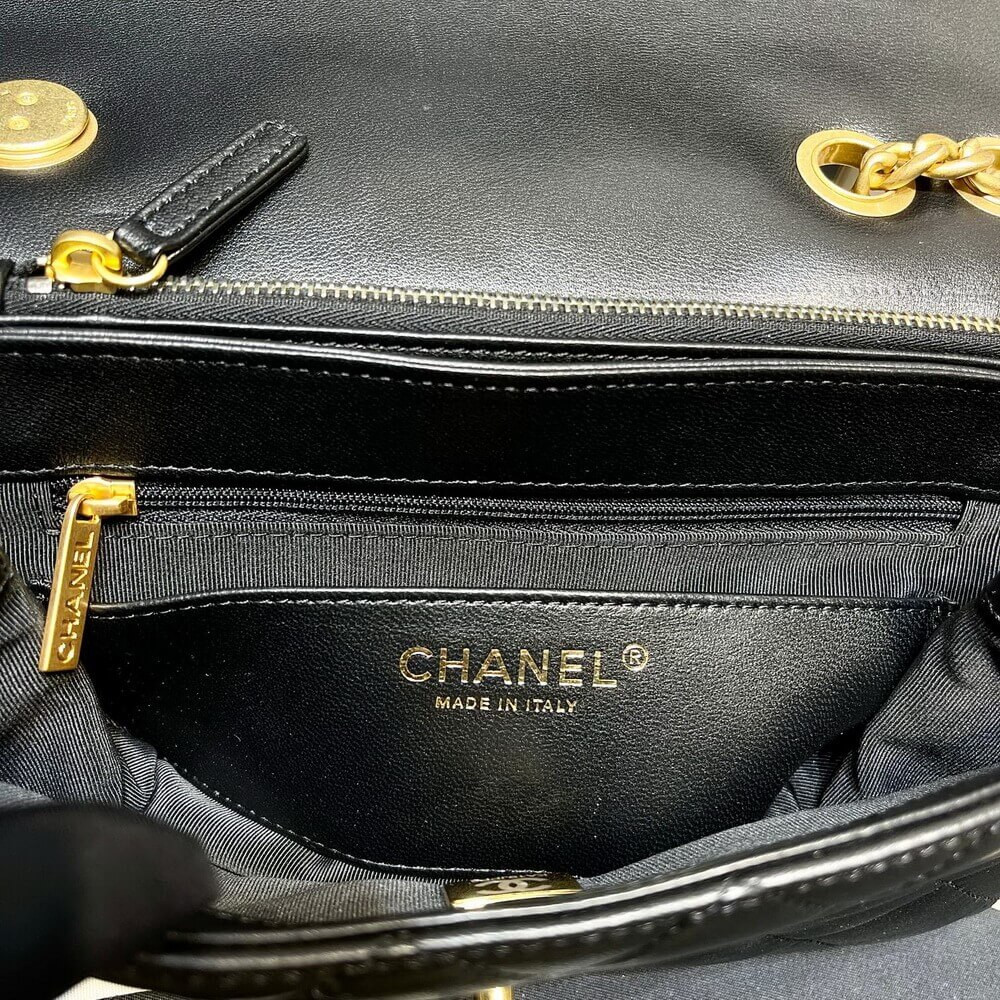 Chanel 22K Gold Pillar Adjustable Chain Flap Bag 22cm