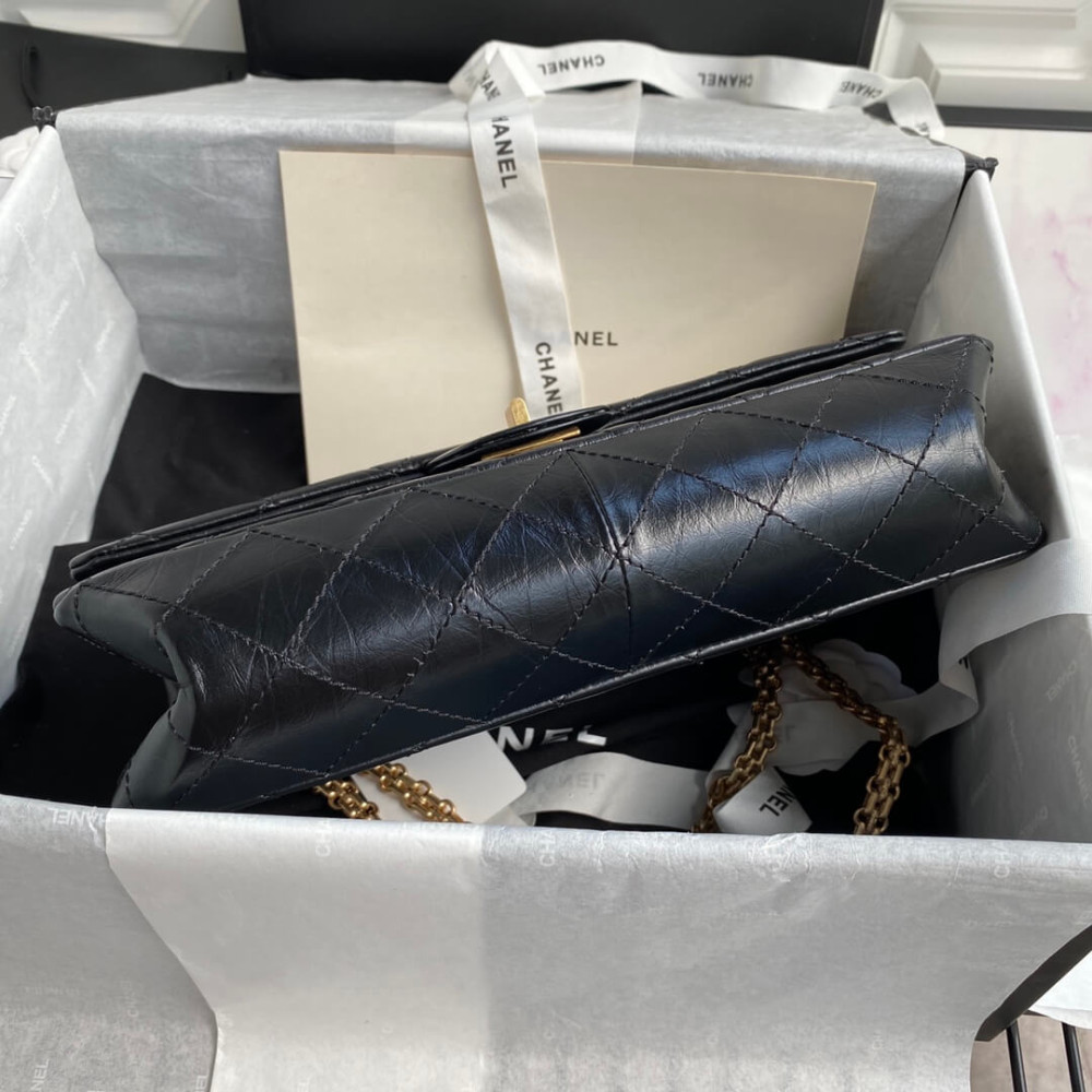 Chanel 2.55 Reissue 227 Aged Calf Black Flap Bag 28cm