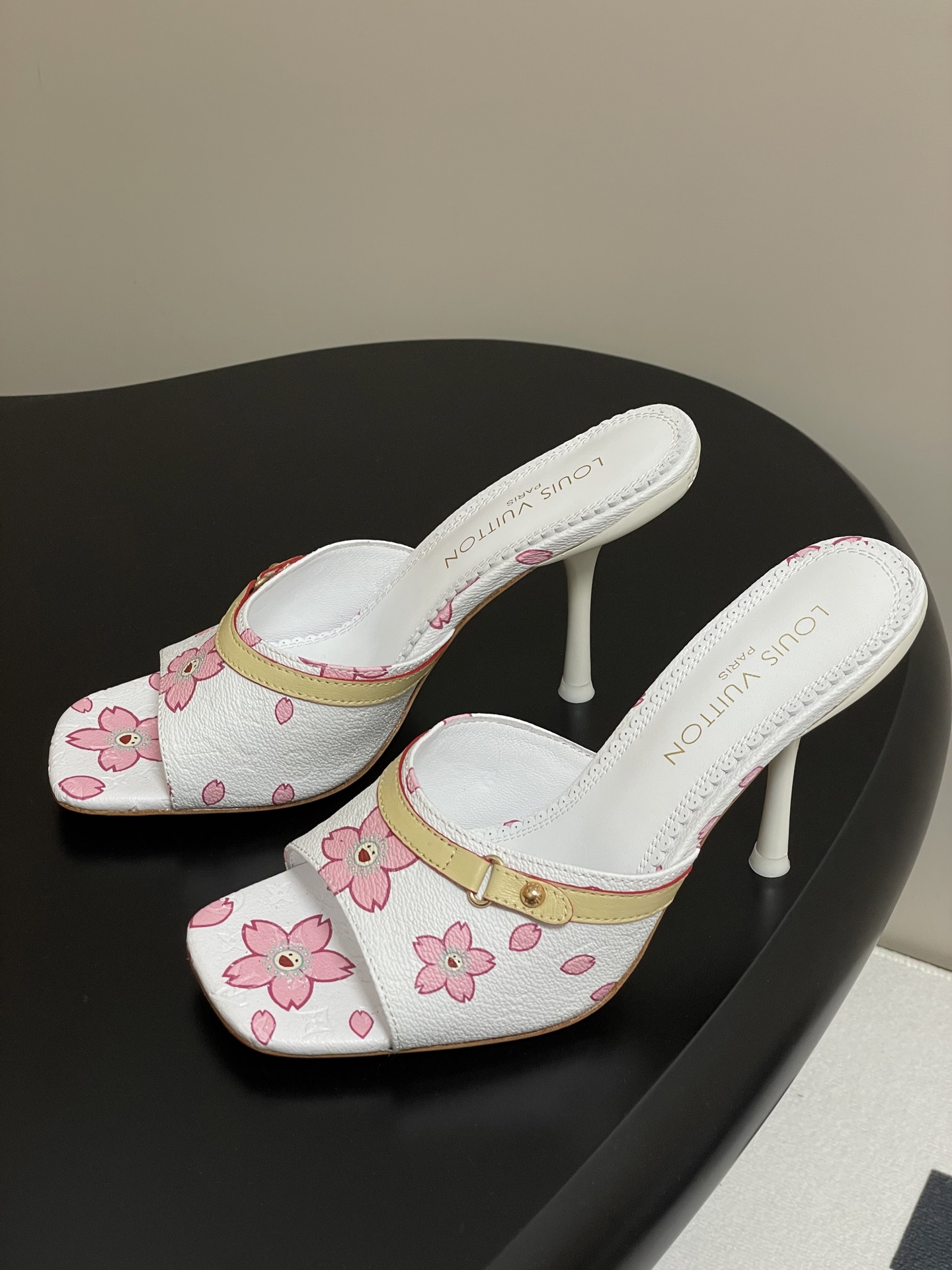 Louis Vuitton x Takashi Murakami Cherry Blossom Mule White Monogram Canvas
