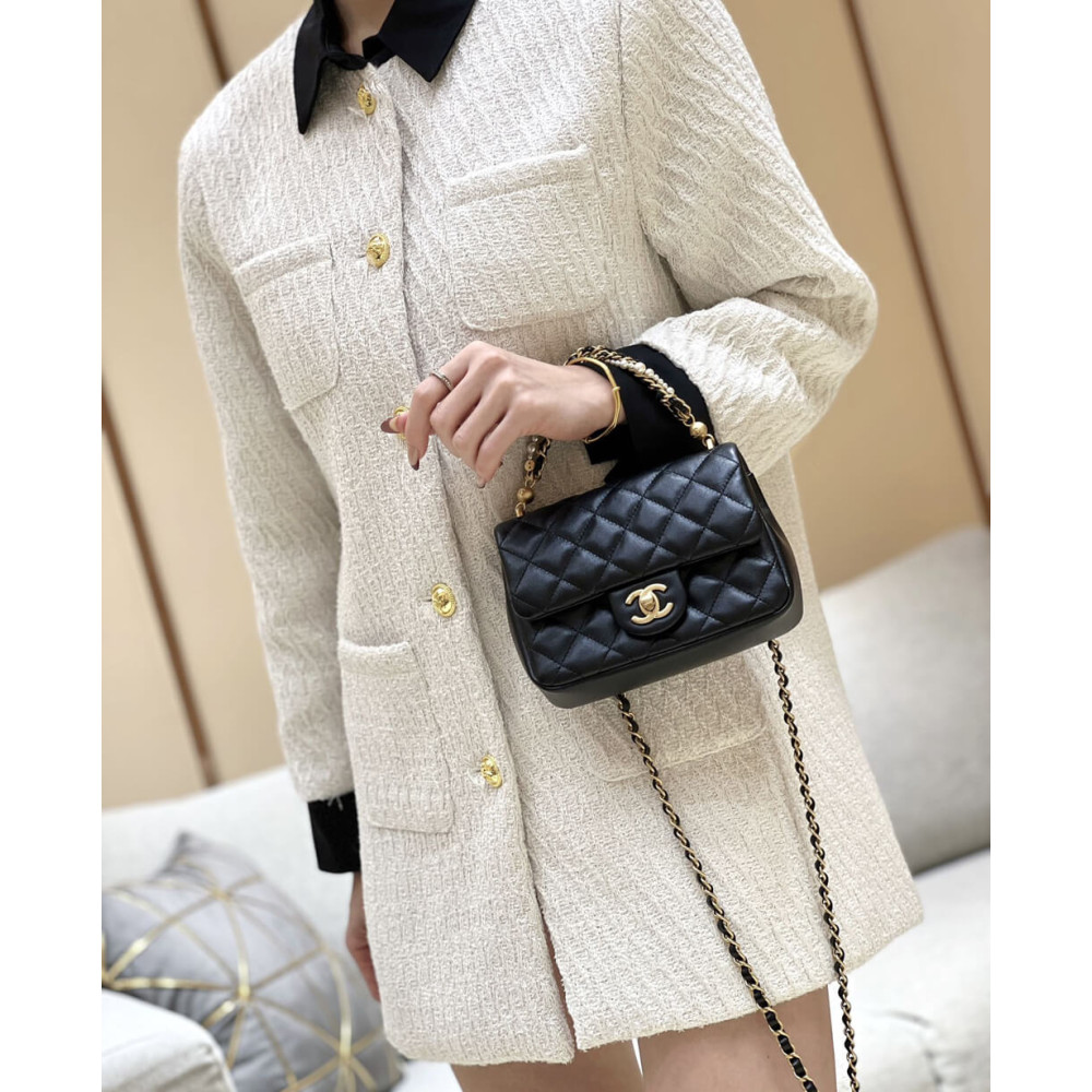 Chanel Mini Flap Bag with Pearl Top Handle Chain