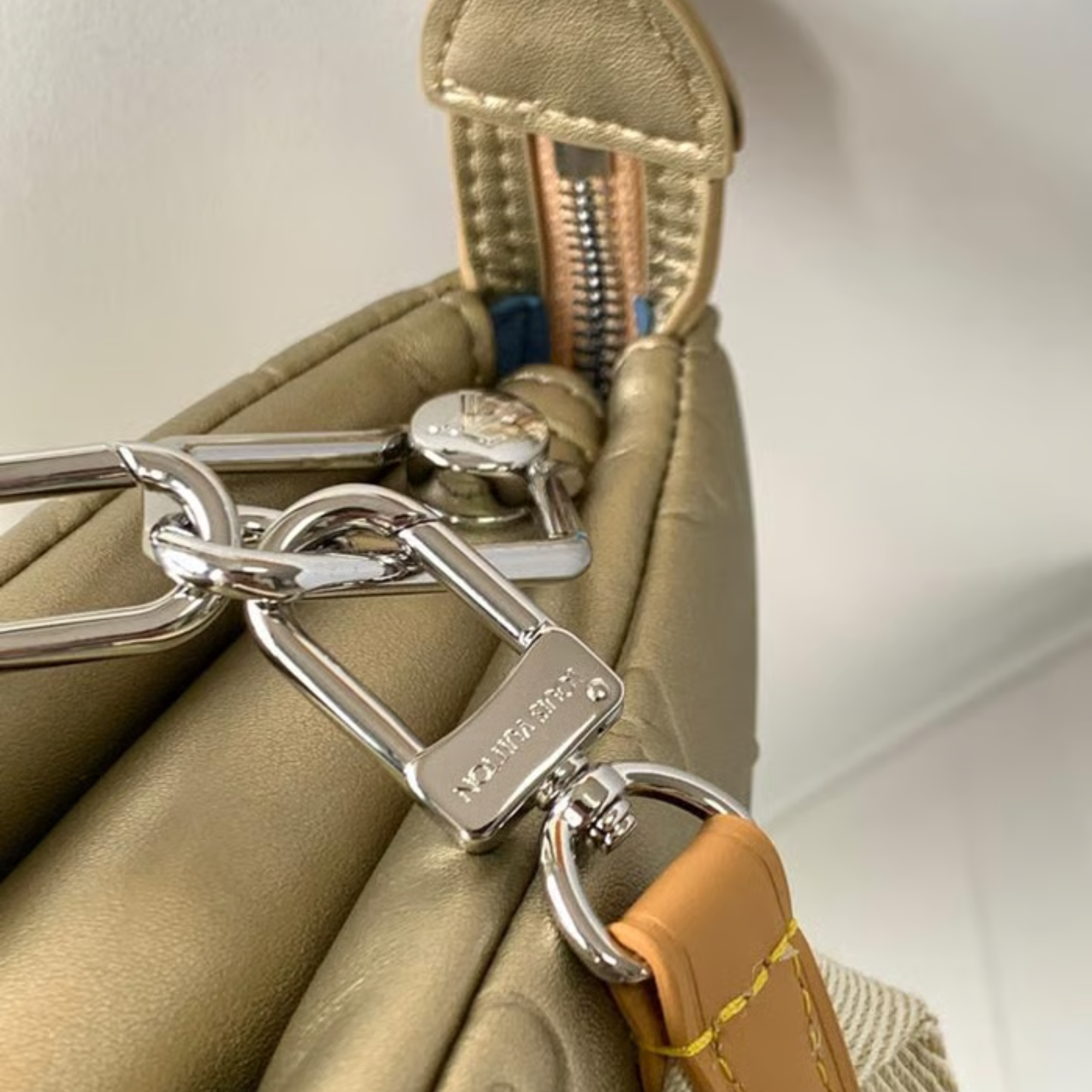 Louis Vuitton Lambskin Embossed Monogram Coussin PM Gold