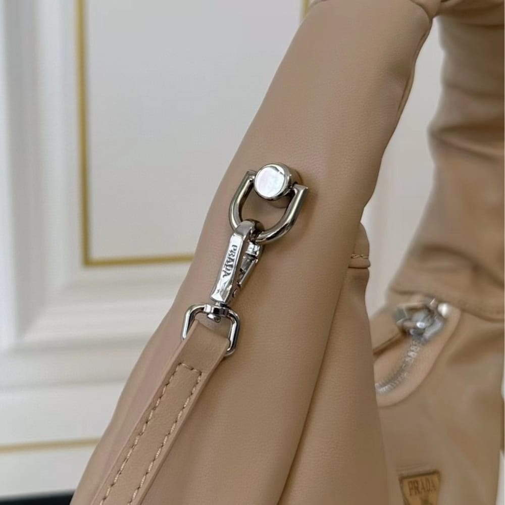 Prada Soft Padded Nappa Leather Bag Beige 21Cm
