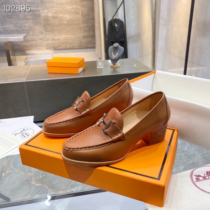 HERMES DAUPHINE 70 LOAFER BROWN