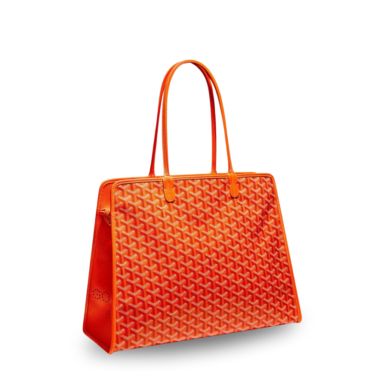 Goyard Hardy Pm Bag 40 Cm Orange Goyardine Canvas And Taurillon Leather Trim