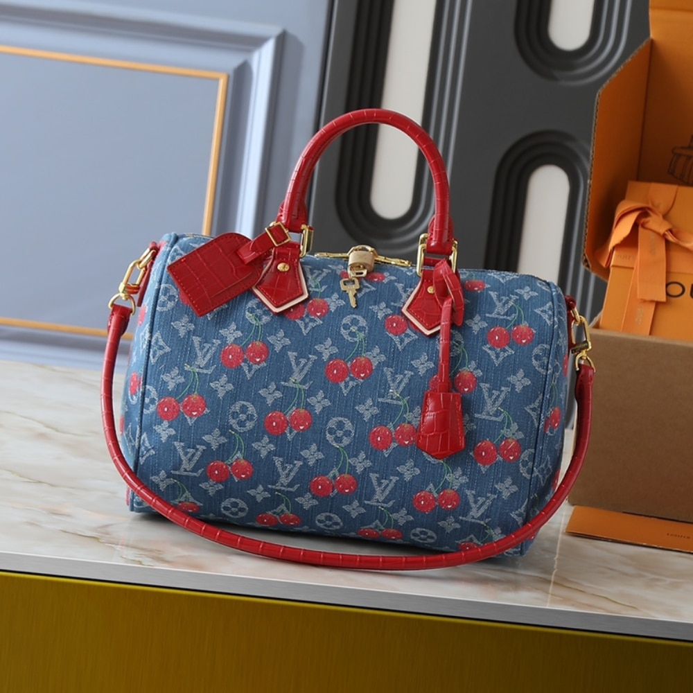 Louis Vuitton X Takashi Murakami Bolsa Speedy Soft 30 Monogram Denim Blue 30Cm N87627