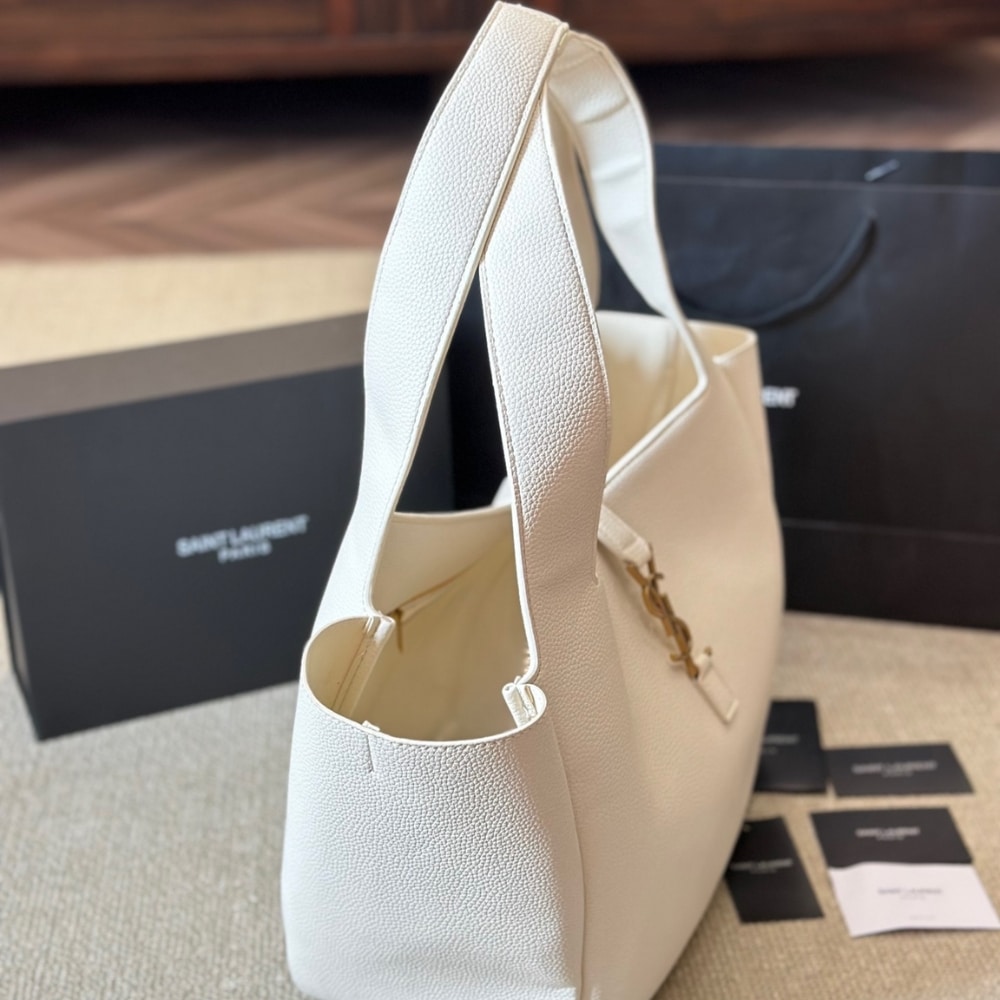 Saint Laurent Le 5 A 7 Bea In Grained Leather White 50Cm