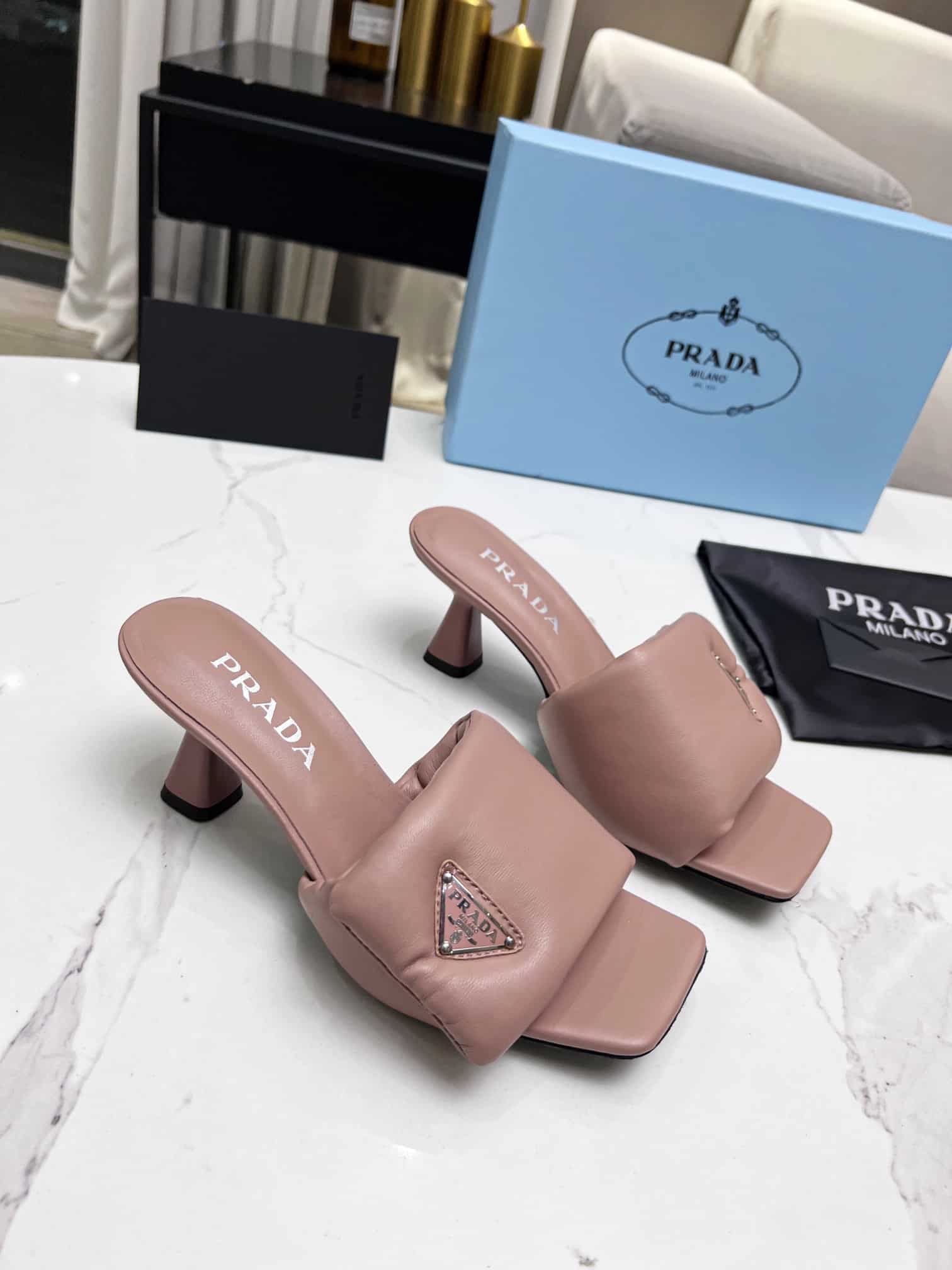 Prada Soft Padded Nappa Sandals Pink