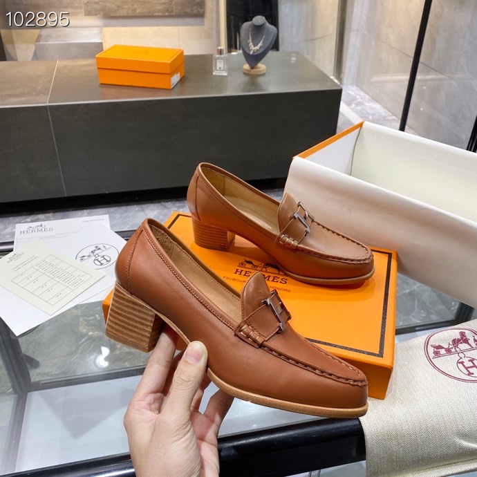 HERMES DAUPHINE 70 LOAFER BROWN