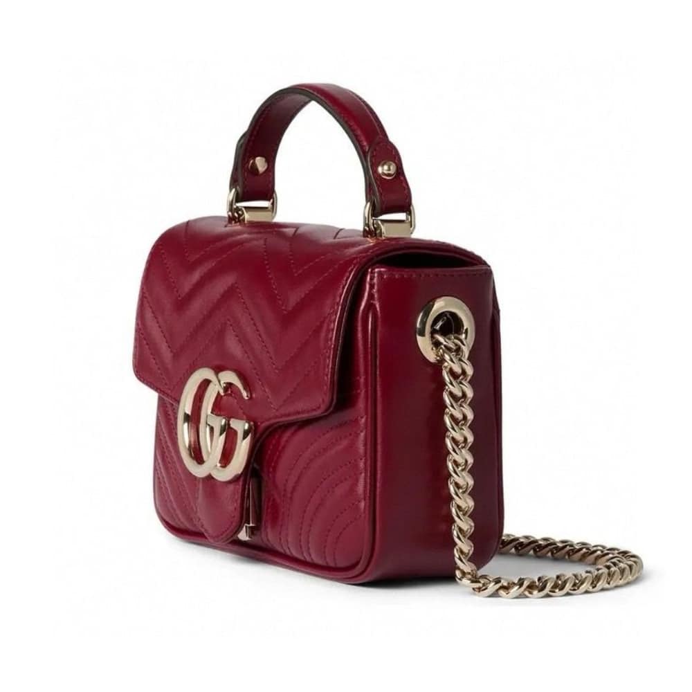 Gucci Gg Marmont Mini Top Handle Bag Red 17Cm ‎811238 Aaeck 6207