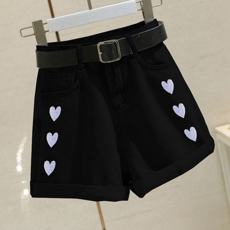 Heart wide leg pants crimping A-line shorts for women