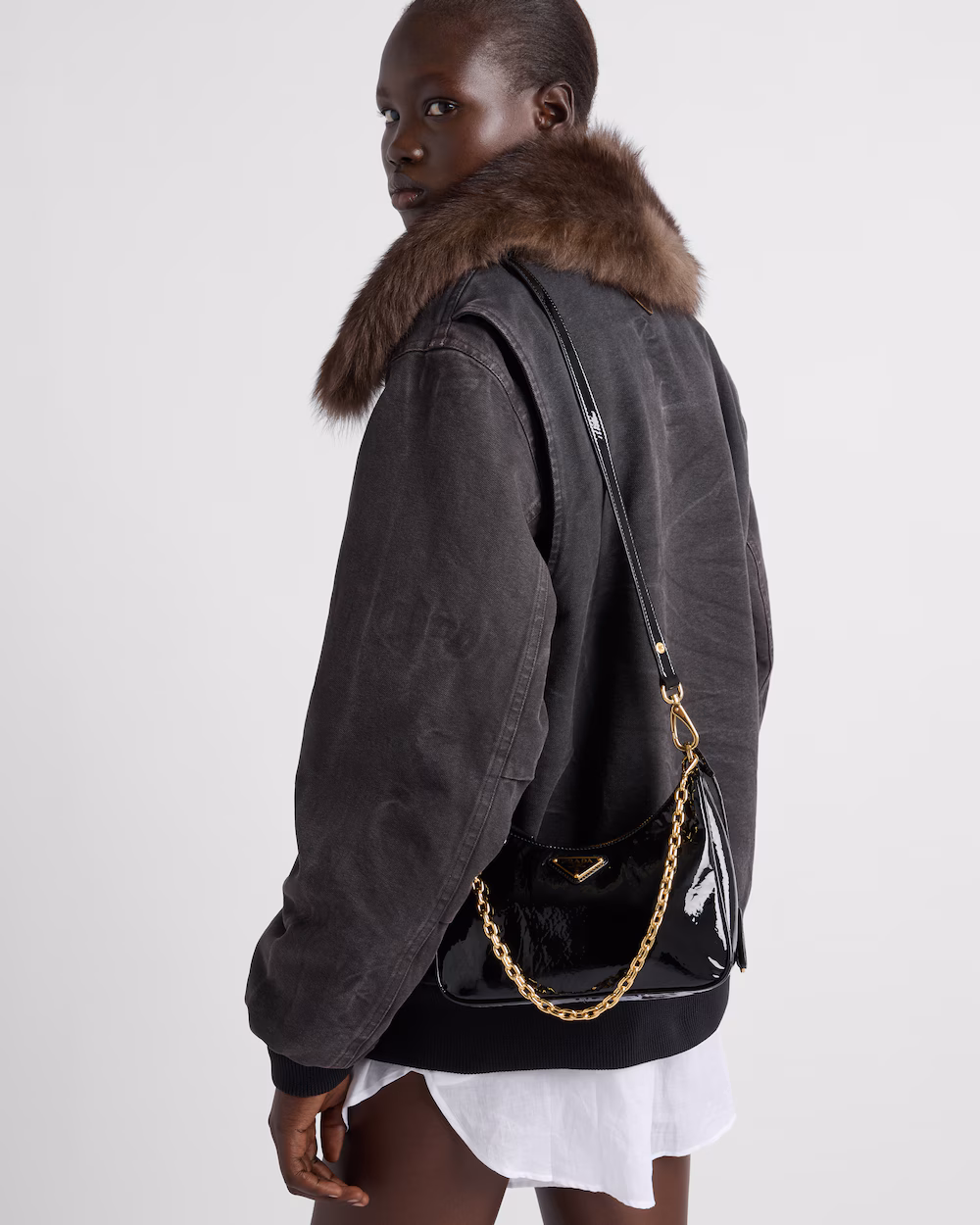 Prada Re-Edition naplak patent leather mini-bag