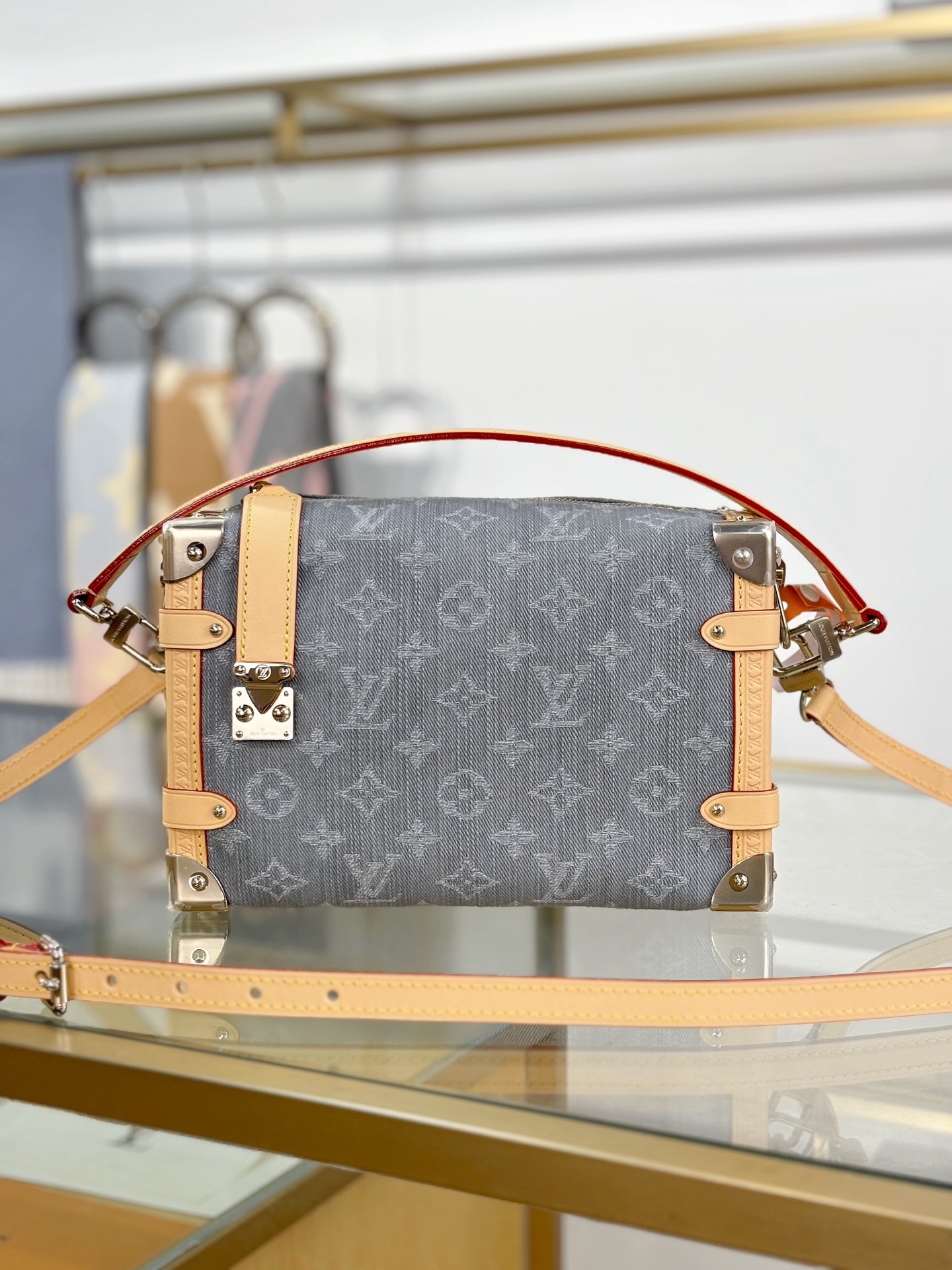 Louis Vuitton Grey Monogram Denim Side Trunk MM M13285 23.5cm/ 9.3in