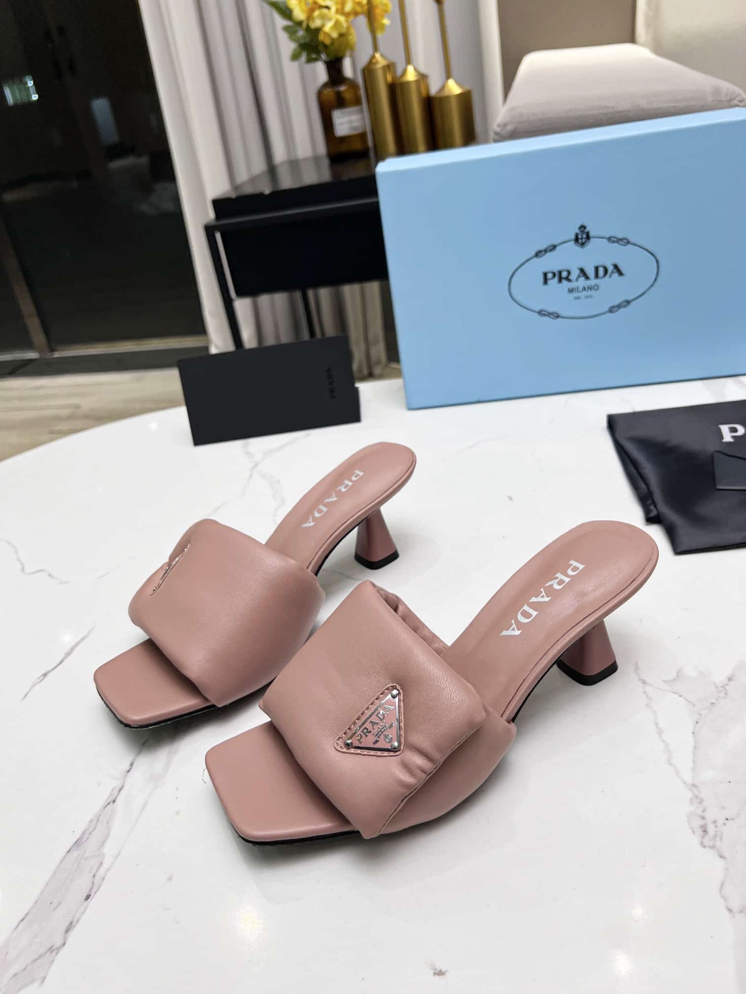 Prada Soft Padded Nappa Sandals Pink