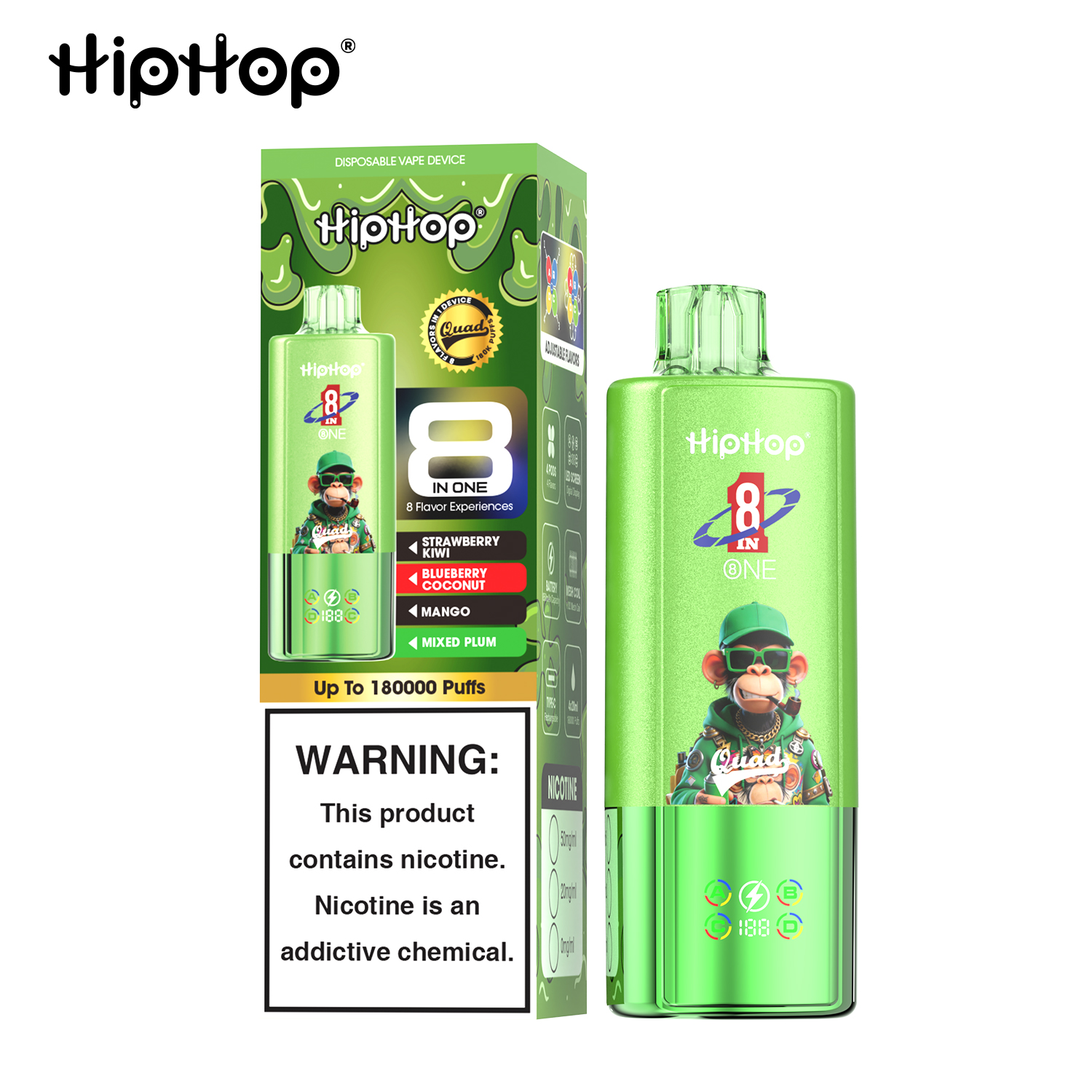 HIPHOP 180k Puffs Prefilled Vape |  Rechargeable