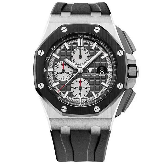 AUDEMARS PIGUET Royal Oak Offshore Chronograph Panda dial Ceramic Bezel on Black Rubber Strap 44mm Super Clone