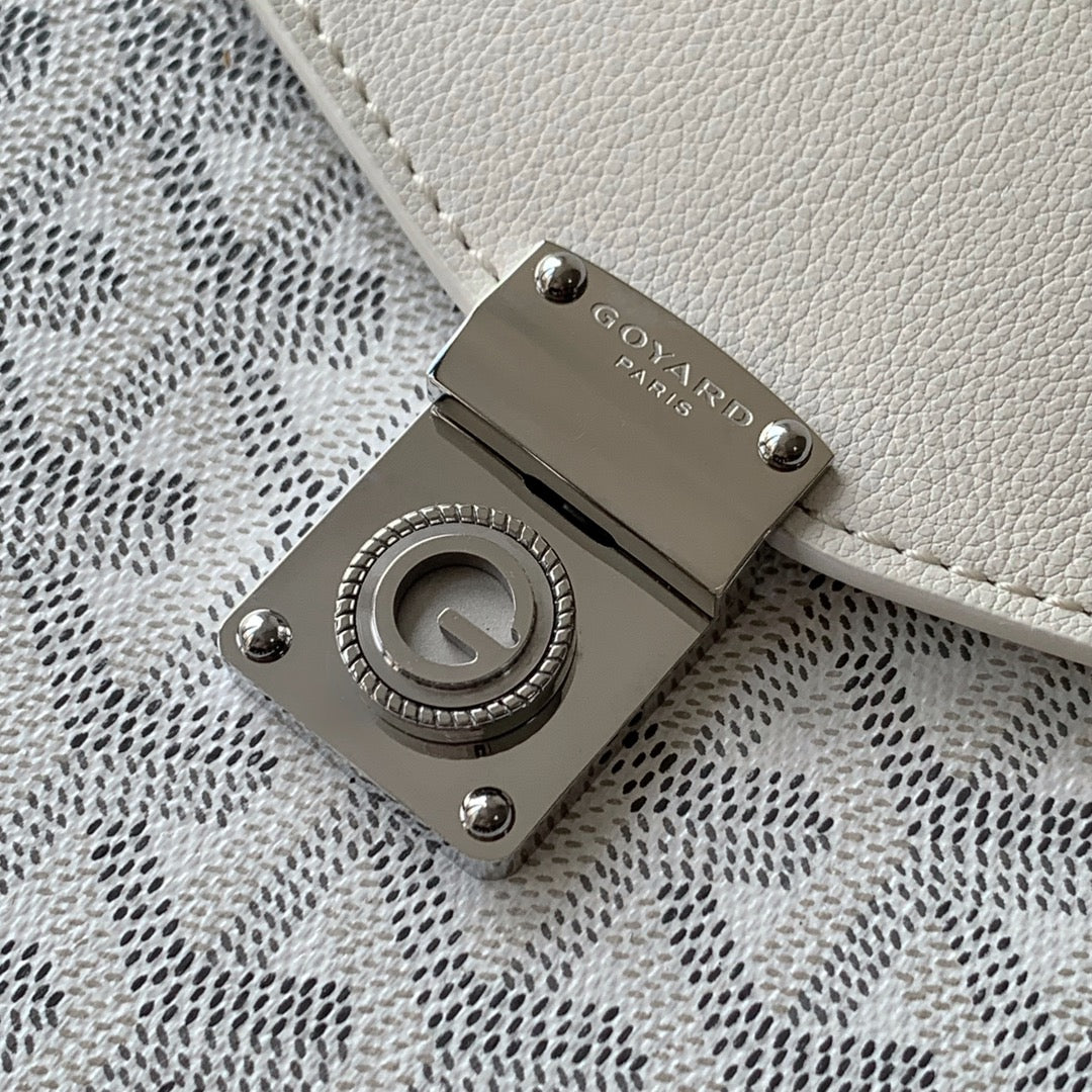 Goyard Chypre Wallet-Pouch 21cm White Goyardine Canvas And Calfskin