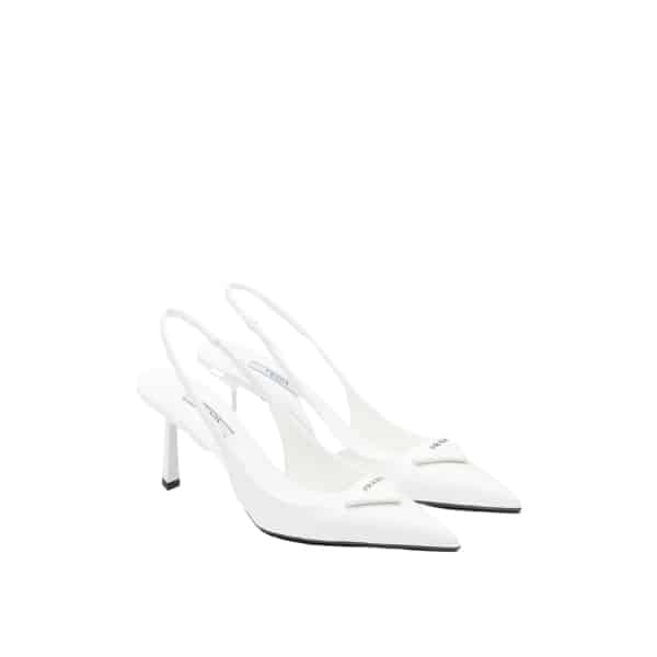Prada Brushed Leather Slingback Pumps White 1I901M055F0009F075