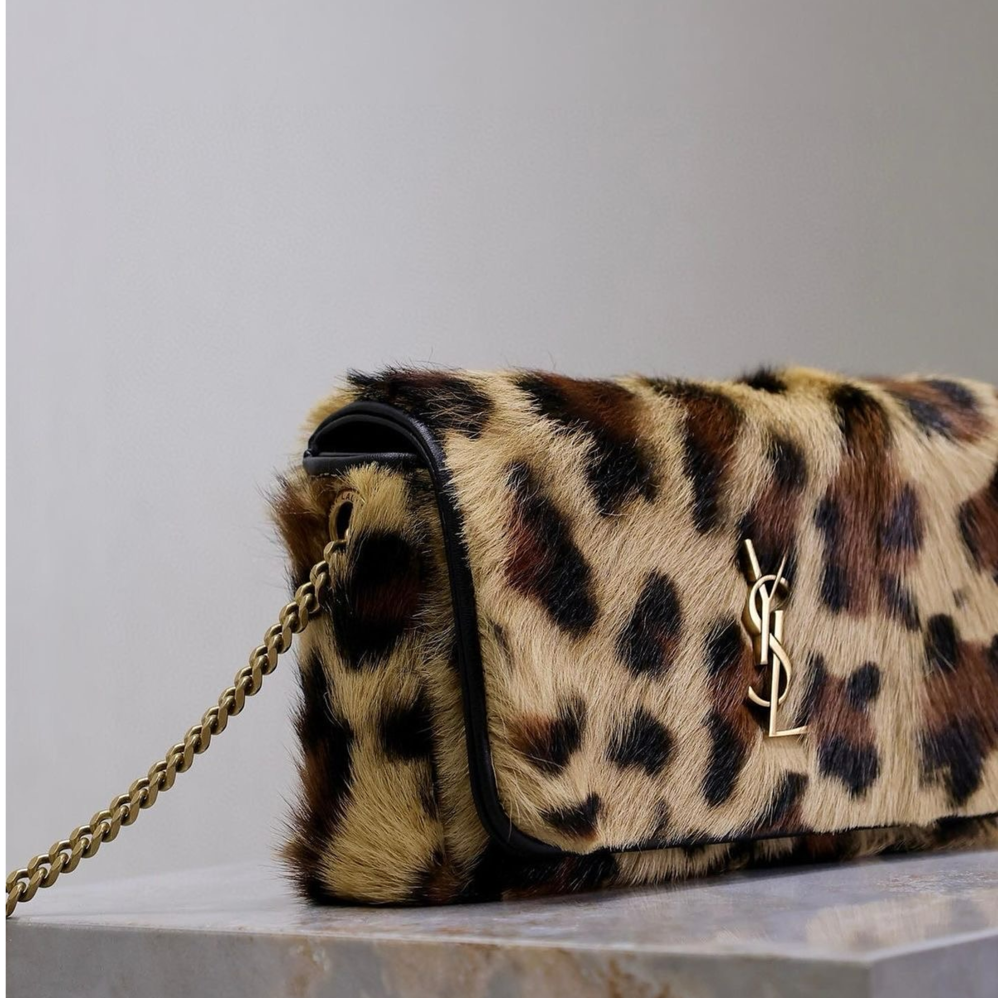 Saint Laurent Leopard Chain Bag 19cm