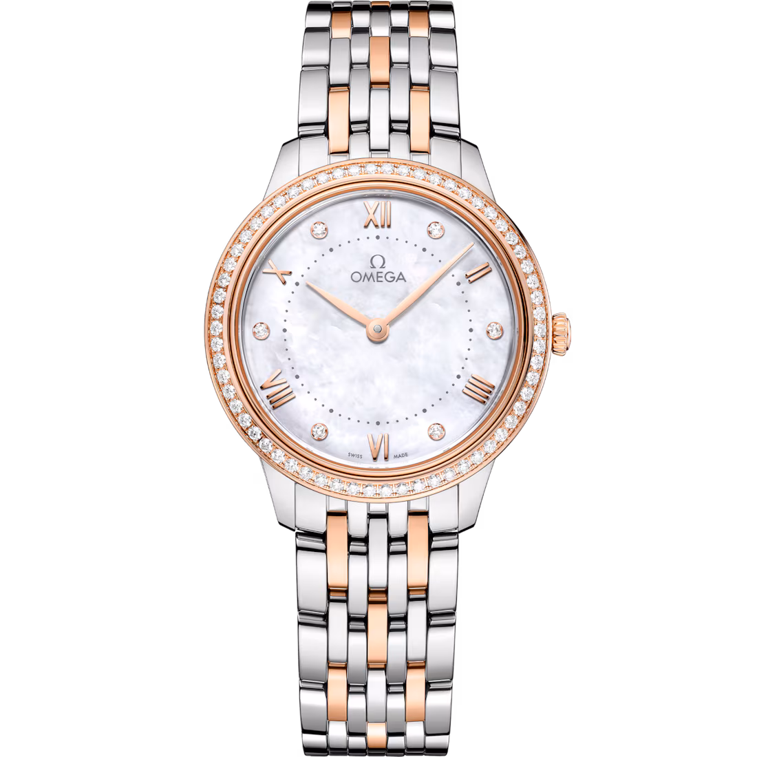 Omega De Ville Prestige, Stainless Steel, 18k Sedna™ Gold and Diamond-set, 30mm Quartz  434.25.30.60.55.001