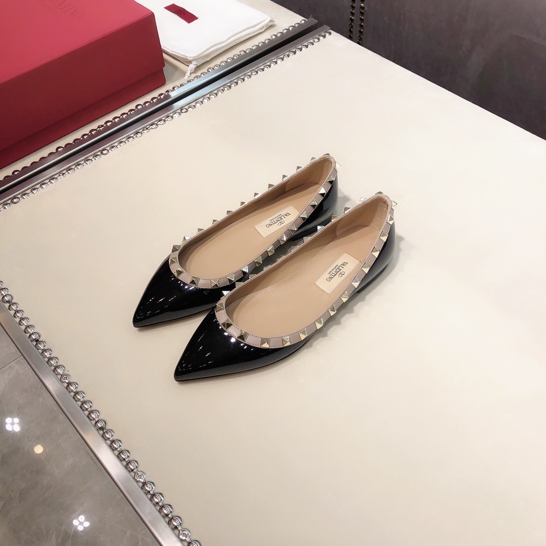 Valentino Patent Rockstud Ballet Flat Black Zw2S0403Vnwn91
