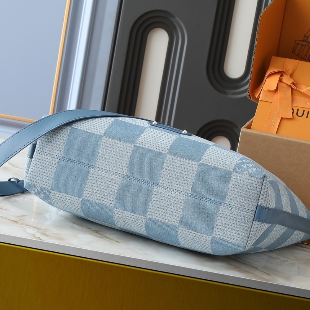 Louis Vuitton Vagabond Hobo Damier Denim Blue 48Cm N00202