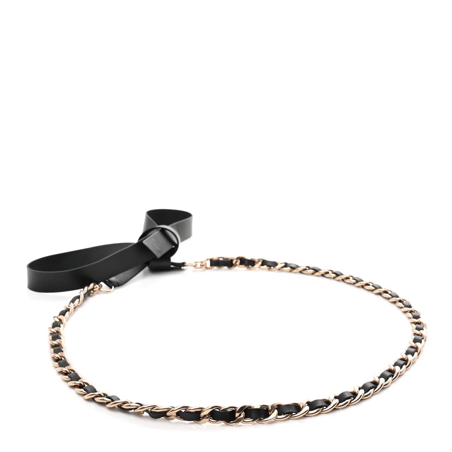 Lambskin Chain CC Bow Belt L Black