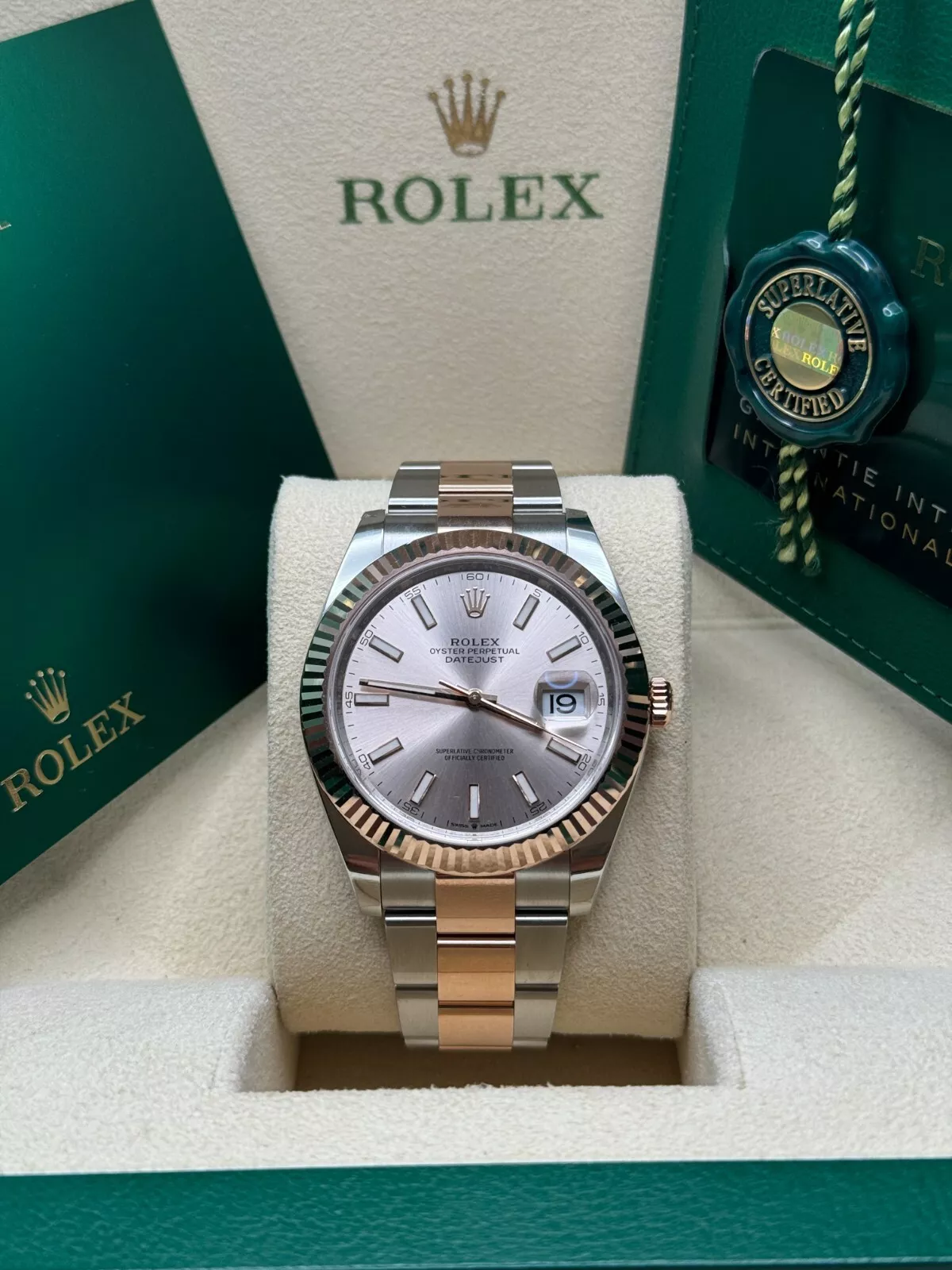 【Super Clone】RLX Datejust 41mm 126331 Sundust Index Oyster Steel and Everose Gold Watch