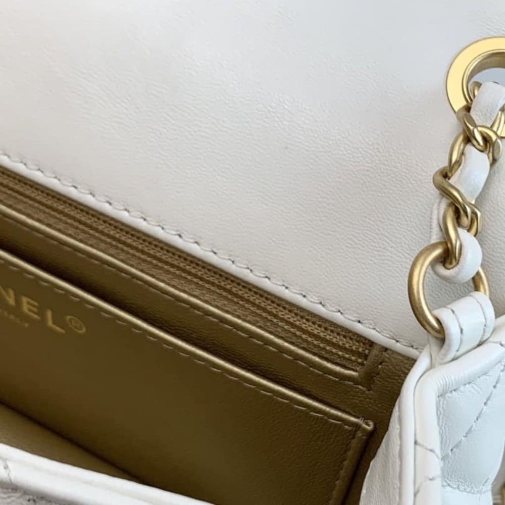Chanel Mini Flap Bag With Pearls White 20Cm As1787 B02916 10601